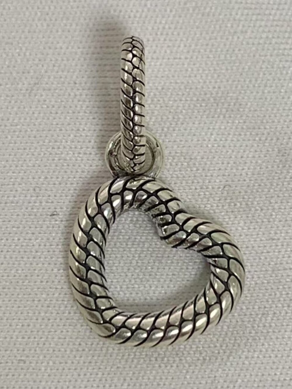 Pandora Snake Chain Pattern Open Heart Pendant, S925 Silver Jewelry